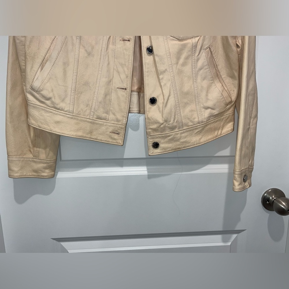 Lauren Ralph Lauren Lambskin Leather Jacket Blush Size 12 - Picture 13 of 15